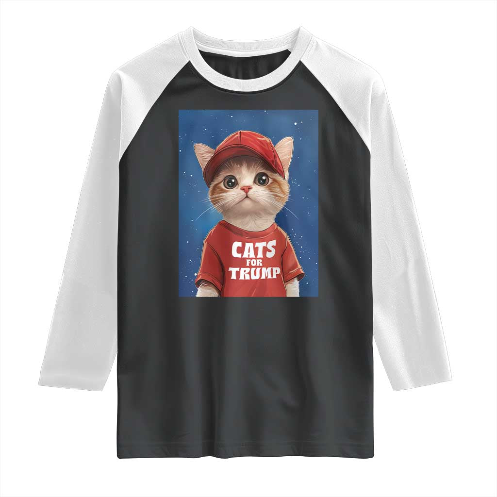 Trump Cat Raglan Shirt Cute Cats For Trump American President TS09 Black White Print Your Wear
