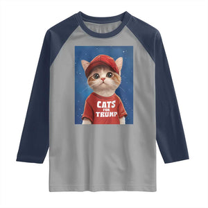 Trump Cat Raglan Shirt Cute Cats For Trump American President TS09 Sport Gray Navy Print Your Wear