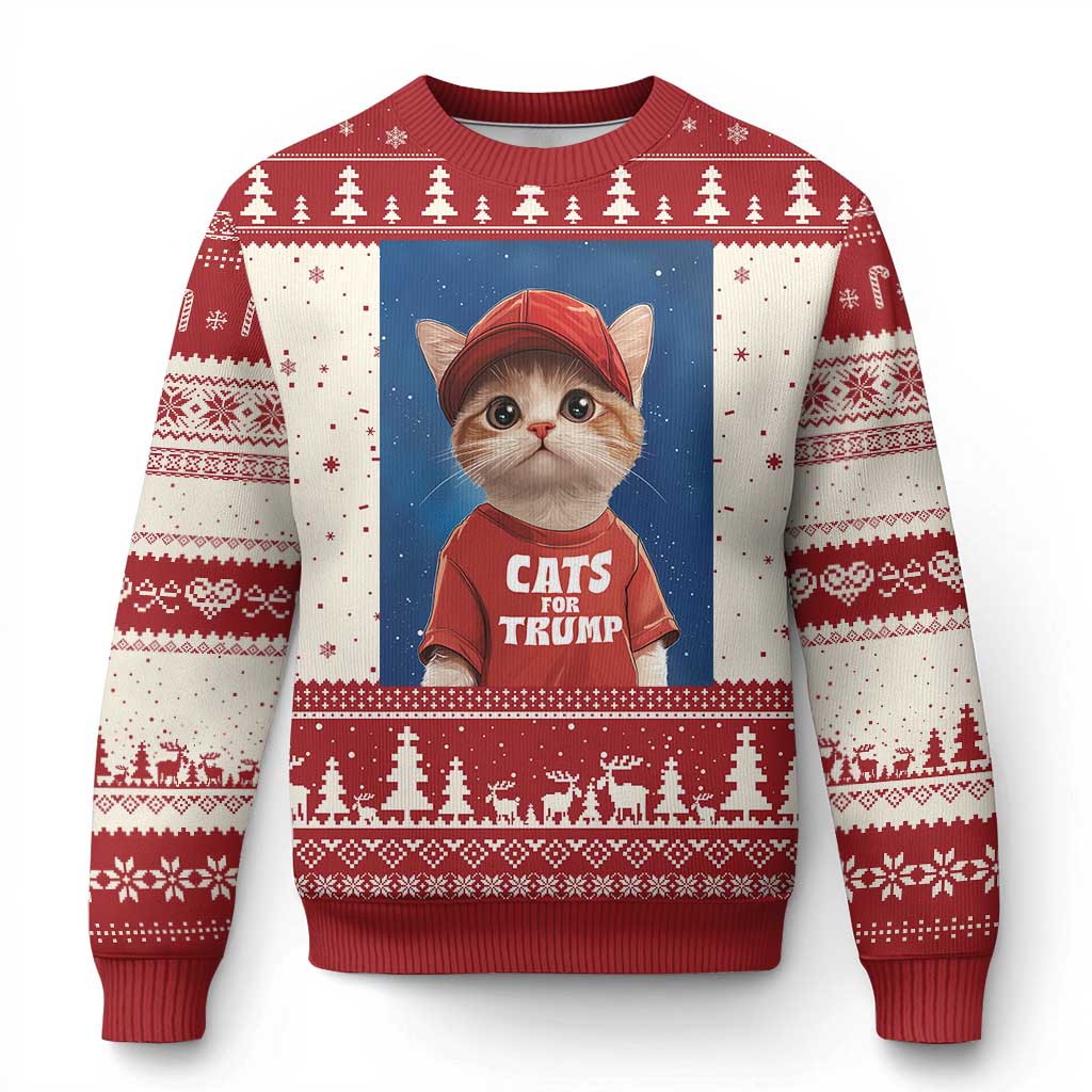 Trump Cat Ugly Christmas Sweater Cute Cats For Trump American President TS09 Red Print Your Wear