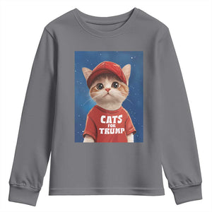 Trump Cat Youth Sweatshirt Cute Cats For Trump American President TS09 Charcoal Print Your Wear