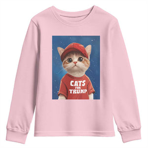 Trump Cat Youth Sweatshirt Cute Cats For Trump American President TS09 Light Pink Print Your Wear
