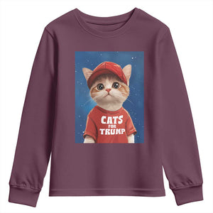 Trump Cat Youth Sweatshirt Cute Cats For Trump American President TS09 Maroon Print Your Wear