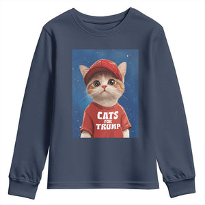 Trump Cat Youth Sweatshirt Cute Cats For Trump American President TS09 Navy Print Your Wear