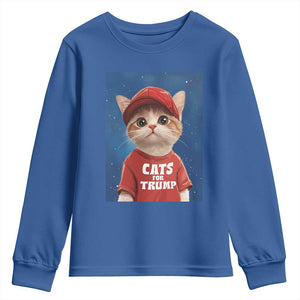 Trump Cat Youth Sweatshirt Cute Cats For Trump American President TS09 Royal Blue Print Your Wear
