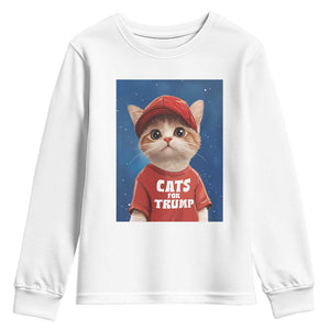 Trump Cat Youth Sweatshirt Cute Cats For Trump American President TS09 White Print Your Wear