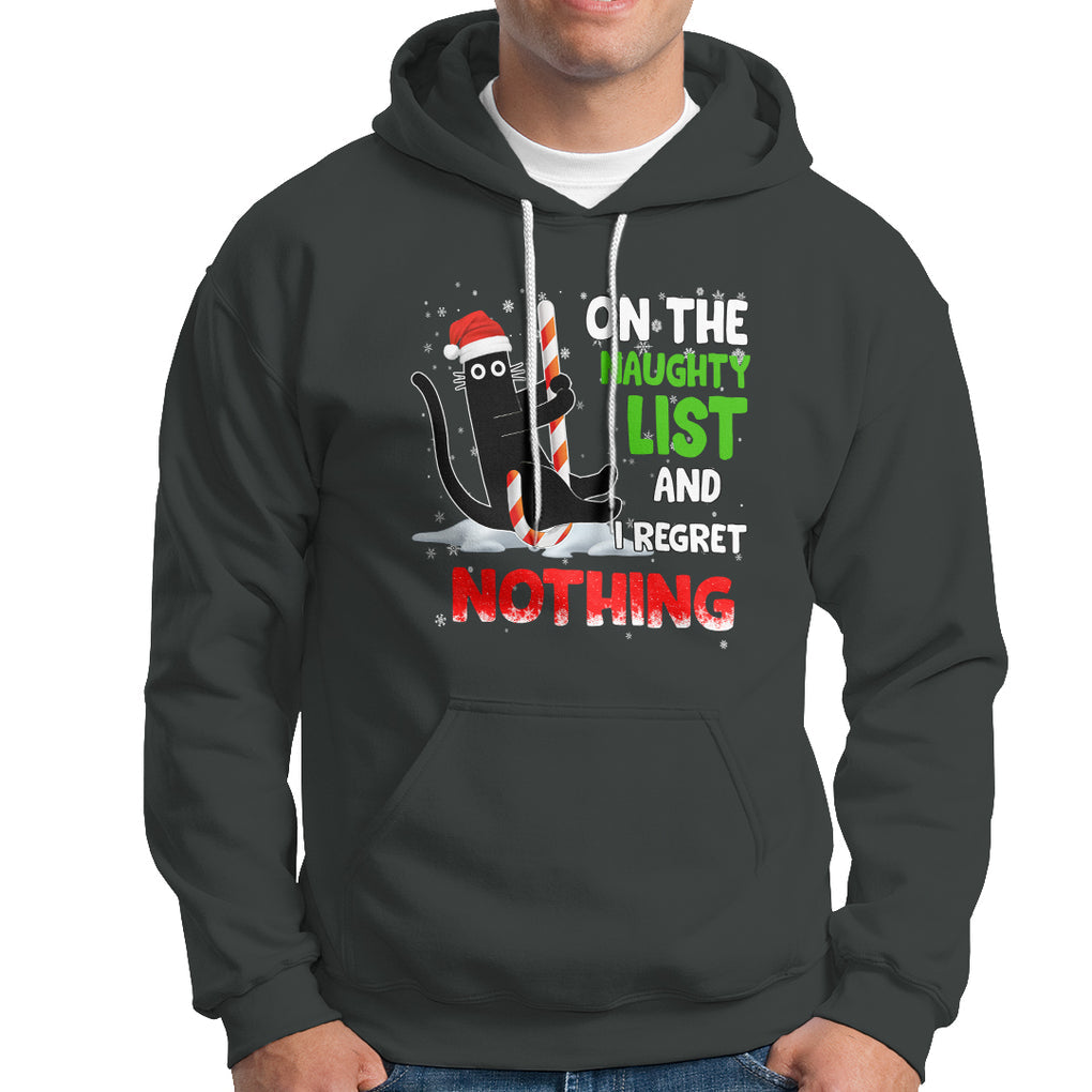 On The Naughty List And I Regret Nothing Funny Cat Lover Hoodie TS09 Printyourwear