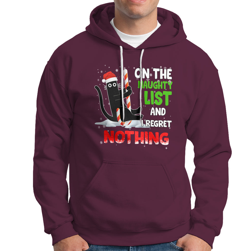 On The Naughty List And I Regret Nothing Funny Cat Lover Hoodie TS09 Printyourwear