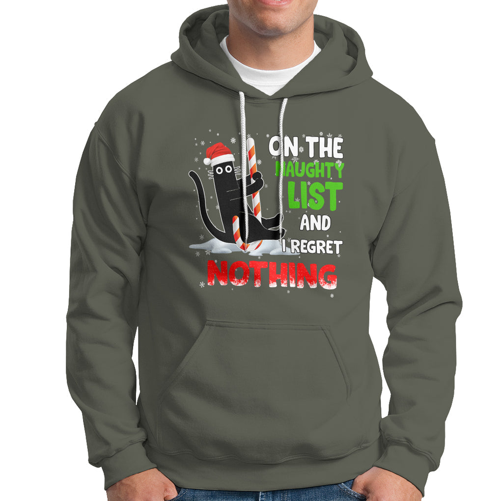 On The Naughty List And I Regret Nothing Funny Cat Lover Hoodie TS09 Printyourwear