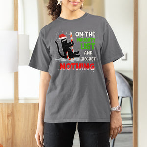 On The Naughty List And I Regret Nothing Funny Cat Lover T Shirt TS09 Printyourwear