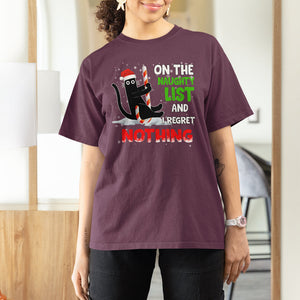 On The Naughty List And I Regret Nothing Funny Cat Lover T Shirt TS09 Printyourwear