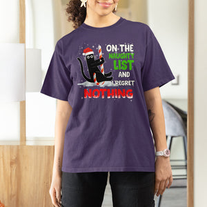 On The Naughty List And I Regret Nothing Funny Cat Lover T Shirt TS09 Printyourwear