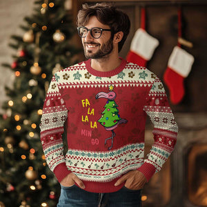 Fa La La Mingo Flamingo Hawaiian Christmas Tree Ugly Christmas Sweater TS09 Hibiscus Print Your Wear