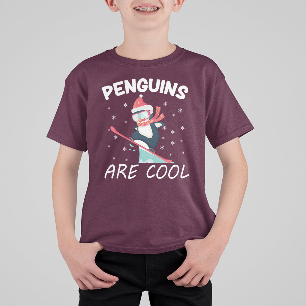 Penguins Are Cool With Snowboard Winter Xmas T Shirt For Kid TS09 Printyourwear