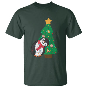 Funny Penguin With Christmas Tree Tangled Xmas Light T Shirt TS09 Printyourwear