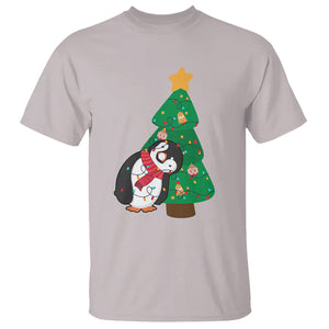 Funny Penguin With Christmas Tree Tangled Xmas Light T Shirt TS09 Printyourwear