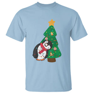 Funny Penguin With Christmas Tree Tangled Xmas Light T Shirt TS09 Printyourwear