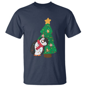 Funny Penguin With Christmas Tree Tangled Xmas Light T Shirt TS09 Printyourwear