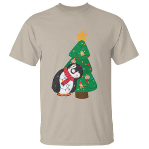 Funny Penguin With Christmas Tree Tangled Xmas Light T Shirt TS09 Printyourwear