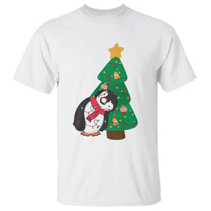 Funny Penguin With Christmas Tree Tangled Xmas Light T Shirt TS09 Printyourwear