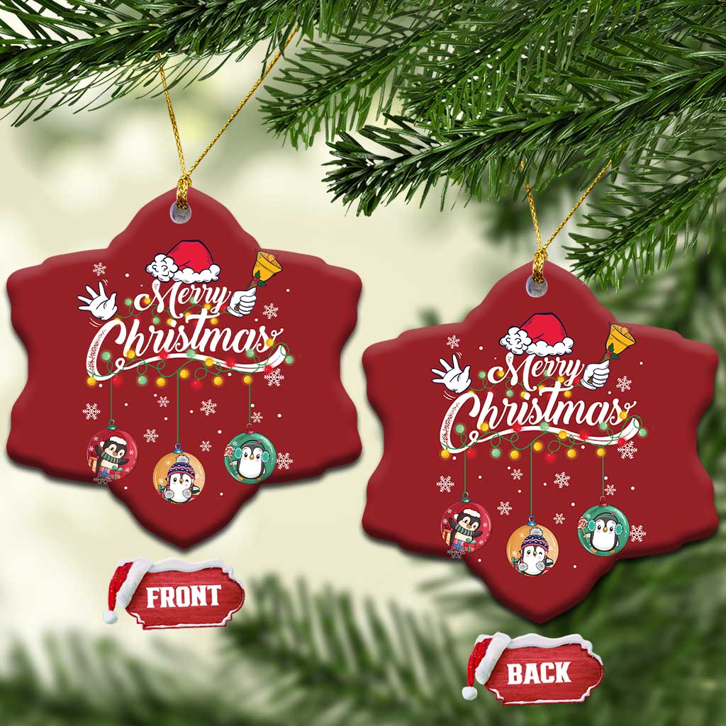 Merry Christmas Cute Penguin Christmas Ornament TS09 Snow Flake Red Print Your Wear