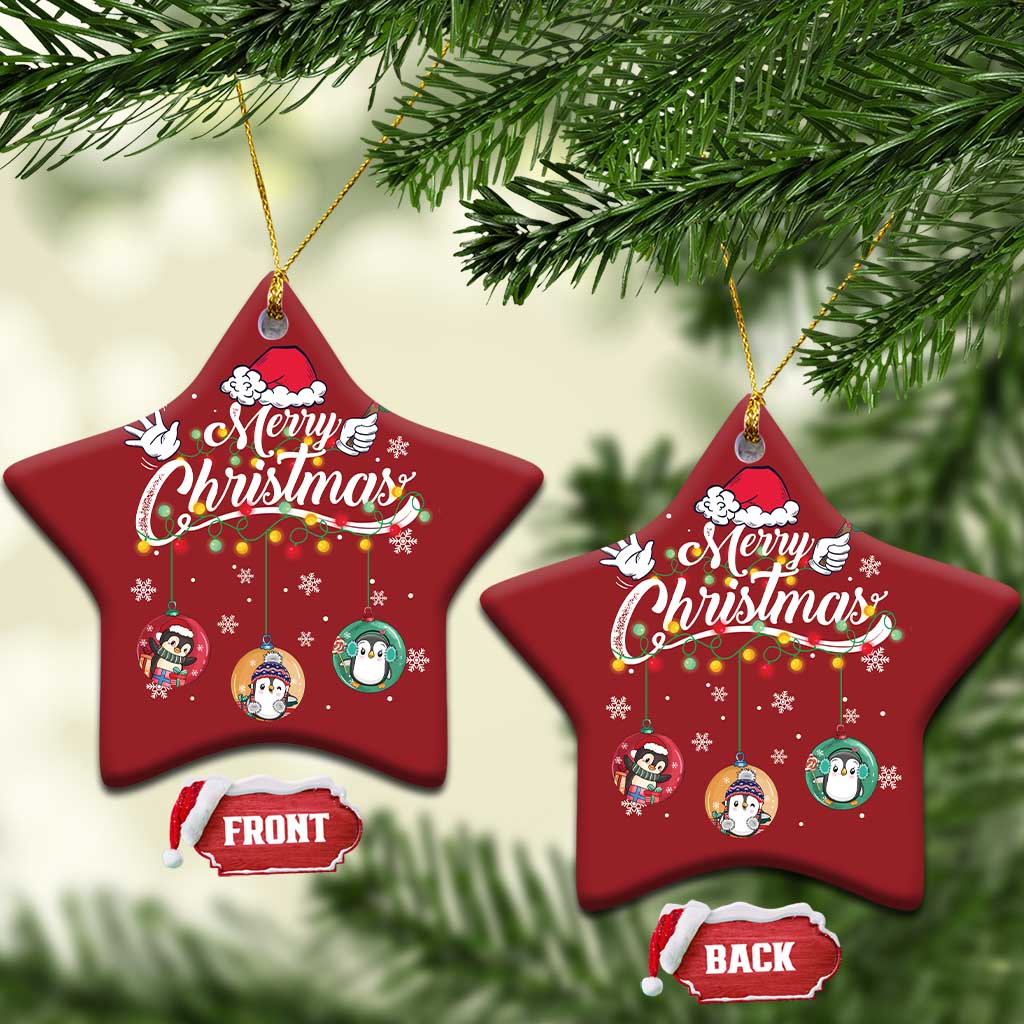 Merry Christmas Cute Penguin Christmas Ornament TS09 Star Red Print Your Wear
