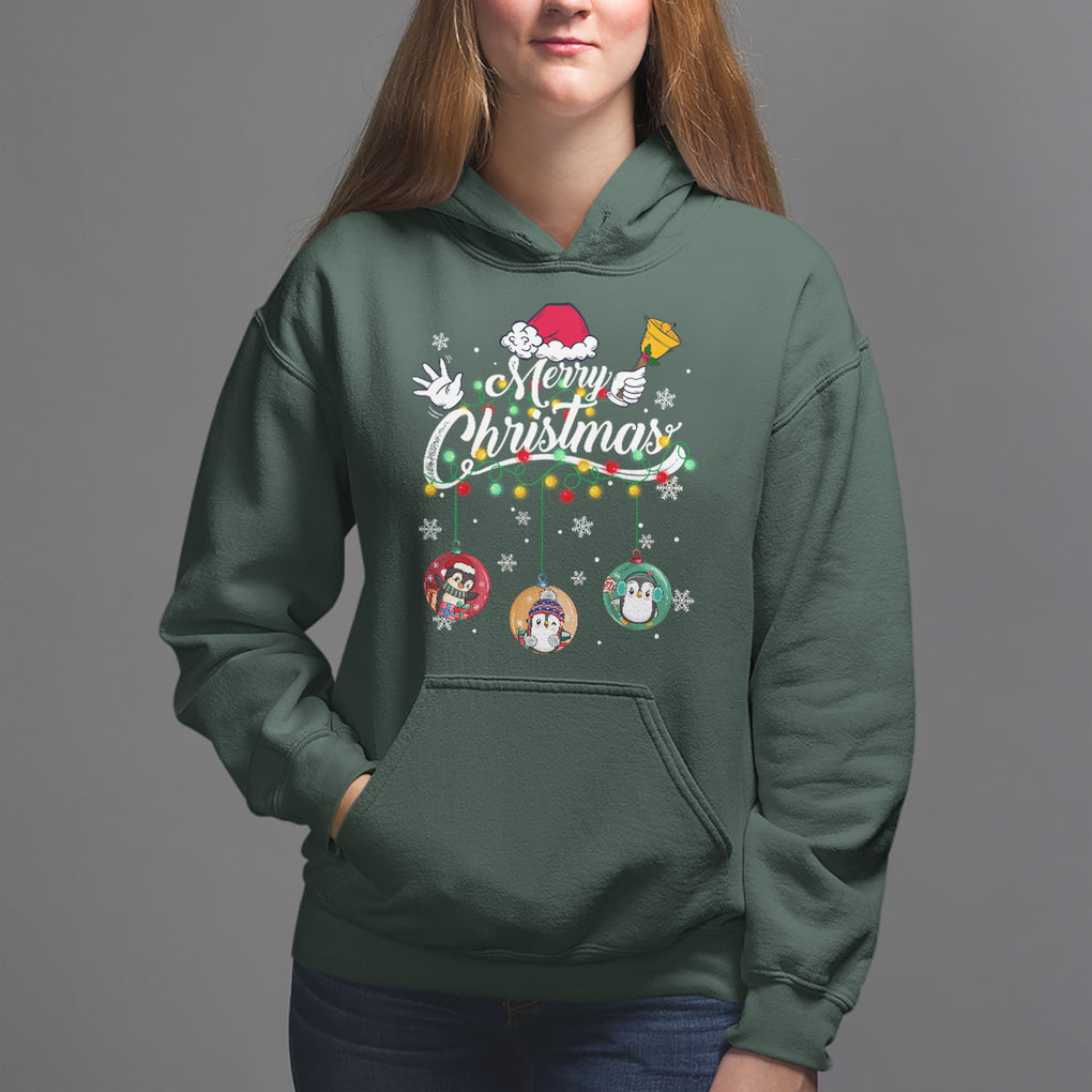Mini Penguin With Xmas Light Ornaments Balls Merry Christmas Hoodie TS09 Printyourwear