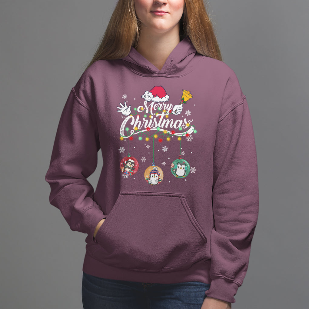 Mini Penguin With Xmas Light Ornaments Balls Merry Christmas Hoodie TS09 Printyourwear
