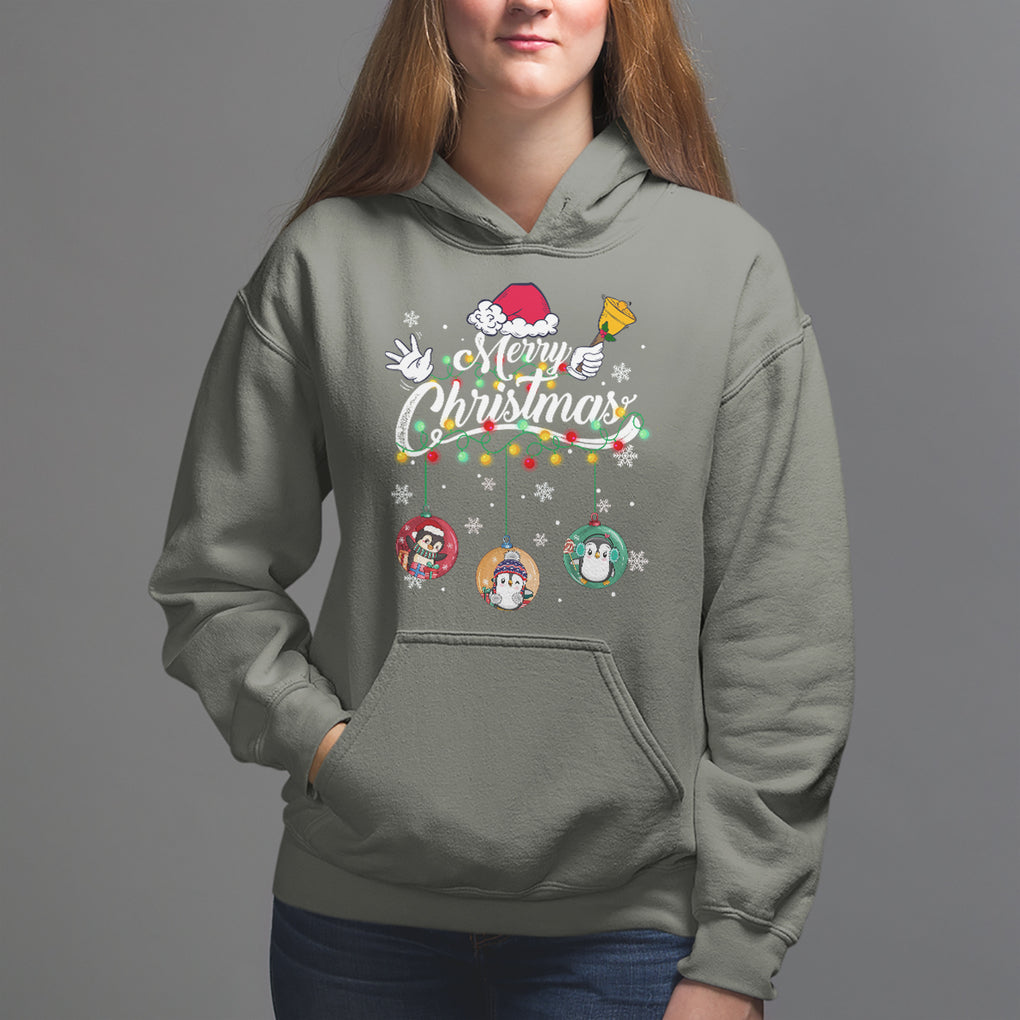 Mini Penguin With Xmas Light Ornaments Balls Merry Christmas Hoodie TS09 Printyourwear