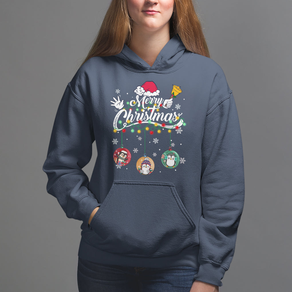 Mini Penguin With Xmas Light Ornaments Balls Merry Christmas Hoodie TS09 Printyourwear