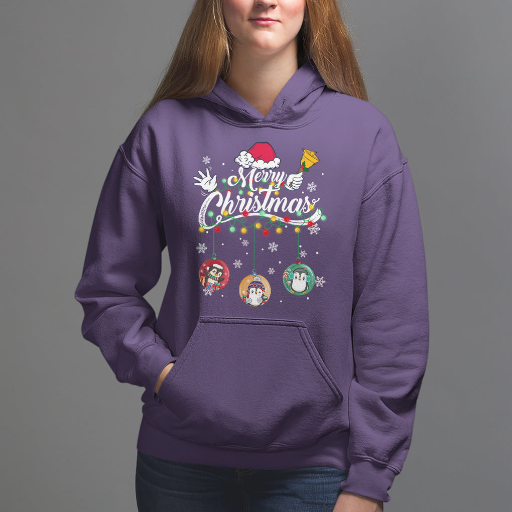 Mini Penguin With Xmas Light Ornaments Balls Merry Christmas Hoodie TS09 Printyourwear