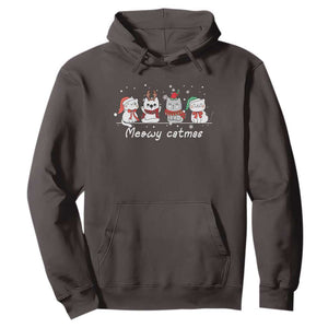 Xmas Cat Hoodie Meowy Catmas Cute Cat Santa Hat TS09 Dark Chocolate Print Your Wear