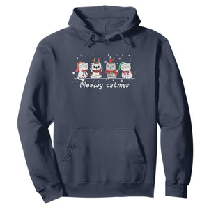 Xmas Cat Hoodie Meowy Catmas Cute Cat Santa Hat TS09 Navy Print Your Wear