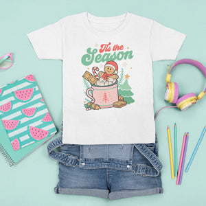 Tis The Season Groovy Retro Christmas Gingerbread Hot Cocoa T Shirt For Kid TS09 White Printyourwear