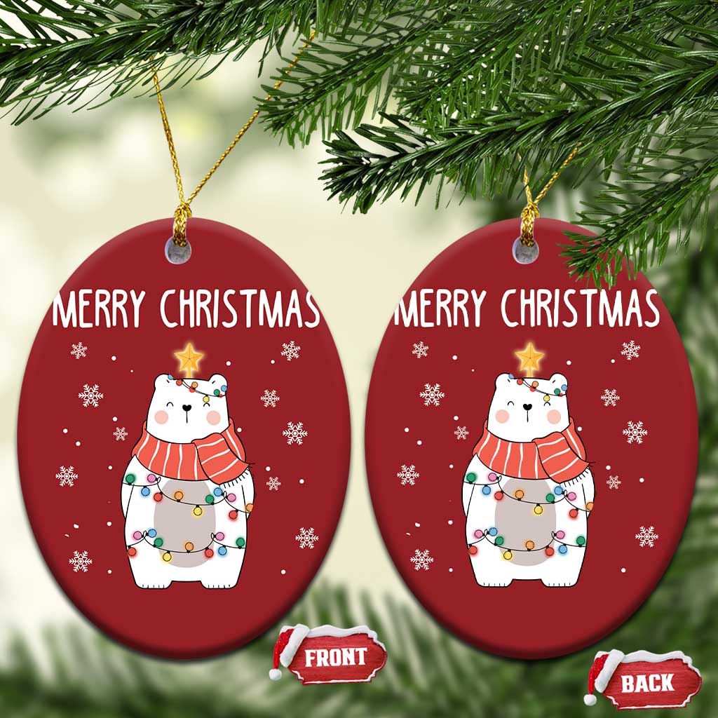 Merry Christmas Cute Polar Bear Christmas Ornament TS09 Oval Red Print Your Wear