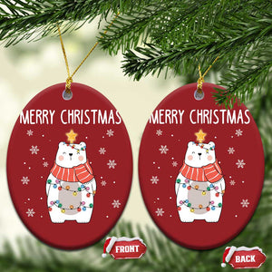Merry Christmas Cute Polar Bear Christmas Ornament TS09 Oval Red Print Your Wear