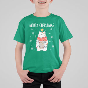 Polar Bear Christmas Tree Costume Red Scarf Merry Christmas T Shirt For Kid TS09 Printyourwear