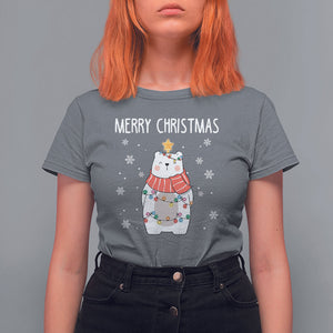 Polar Bear Christmas Tree Costume Red Scarf Merry Christmas T Shirt TS09 Printyourwear