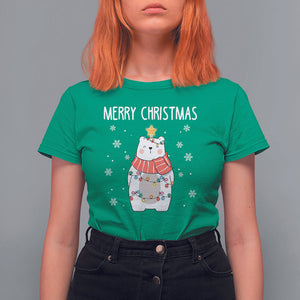 Polar Bear Christmas Tree Costume Red Scarf Merry Christmas T Shirt TS09 Printyourwear