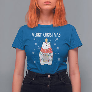 Polar Bear Christmas Tree Costume Red Scarf Merry Christmas T Shirt TS09 Printyourwear