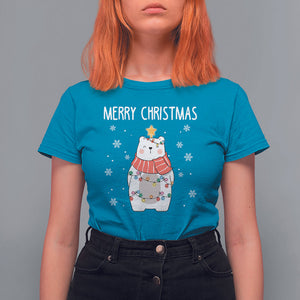 Polar Bear Christmas Tree Costume Red Scarf Merry Christmas T Shirt TS09 Printyourwear