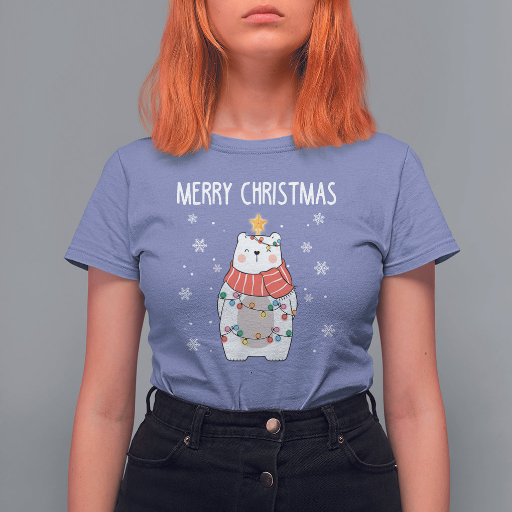 Polar Bear Christmas Tree Costume Red Scarf Merry Christmas T Shirt TS09 Printyourwear
