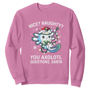 Christmas Axolotl Sweatshirt Nice Naughty You Axolotl Questions Santa TS09 Azalea Print Your Wear
