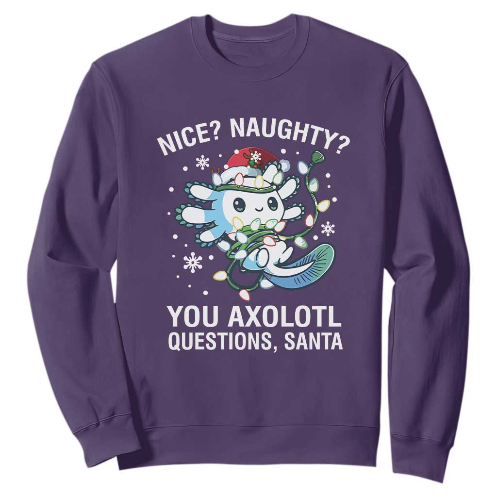 Christmas Axolotl Sweatshirt Nice Naughty You Axolotl Questions Santa TS09 Purple Print Your Wear