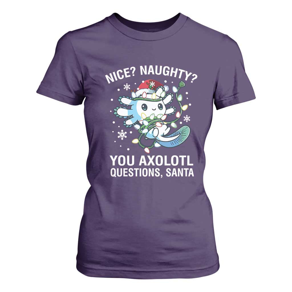 Christmas Axolotl T Shirt For Women Nice Naughty You Axolotl Questions Santa TS09 Purple Print Your Wear