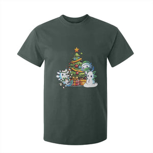Cute Axolotl Christmas Tree T Shirt For Kid TS09 Dark Forest Green Print Your Wear
