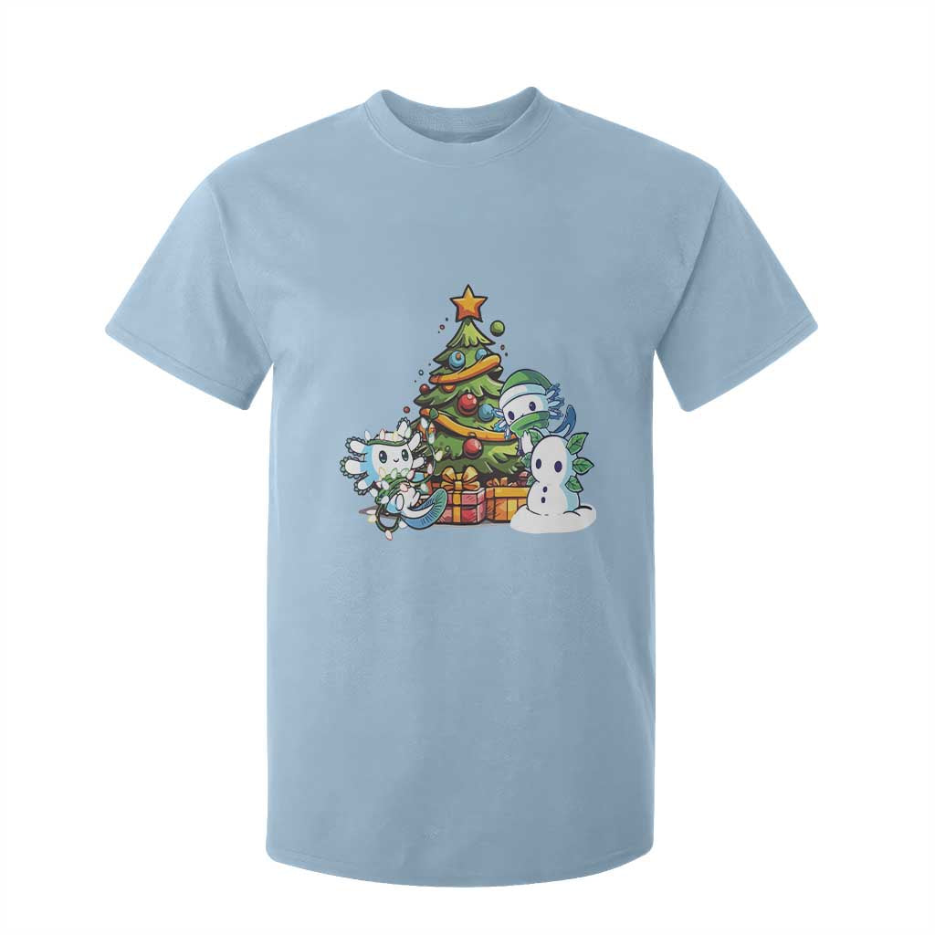 Cute Axolotl Christmas Tree T Shirt For Kid TS09 Light Blue Print Your Wear