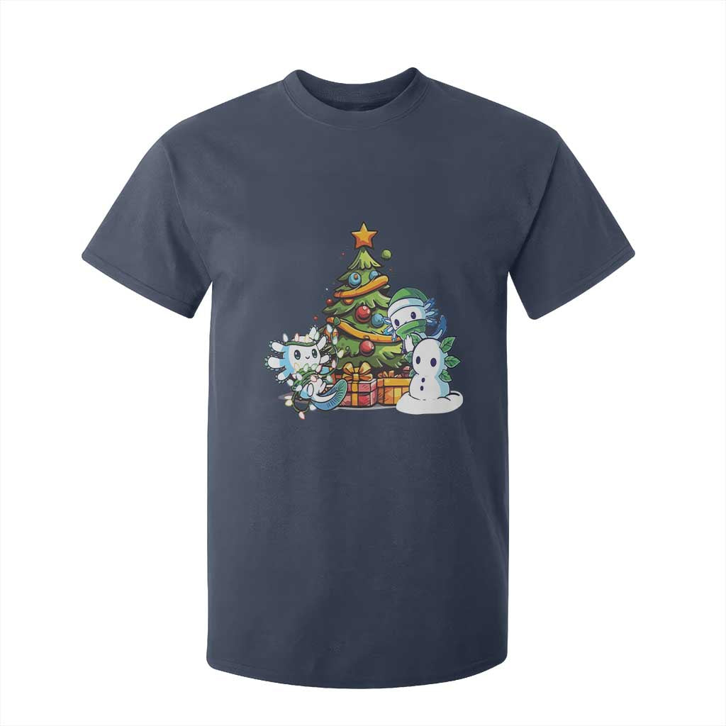 Cute Axolotl Christmas Tree T Shirt For Kid TS09 Navy Print Your Wear