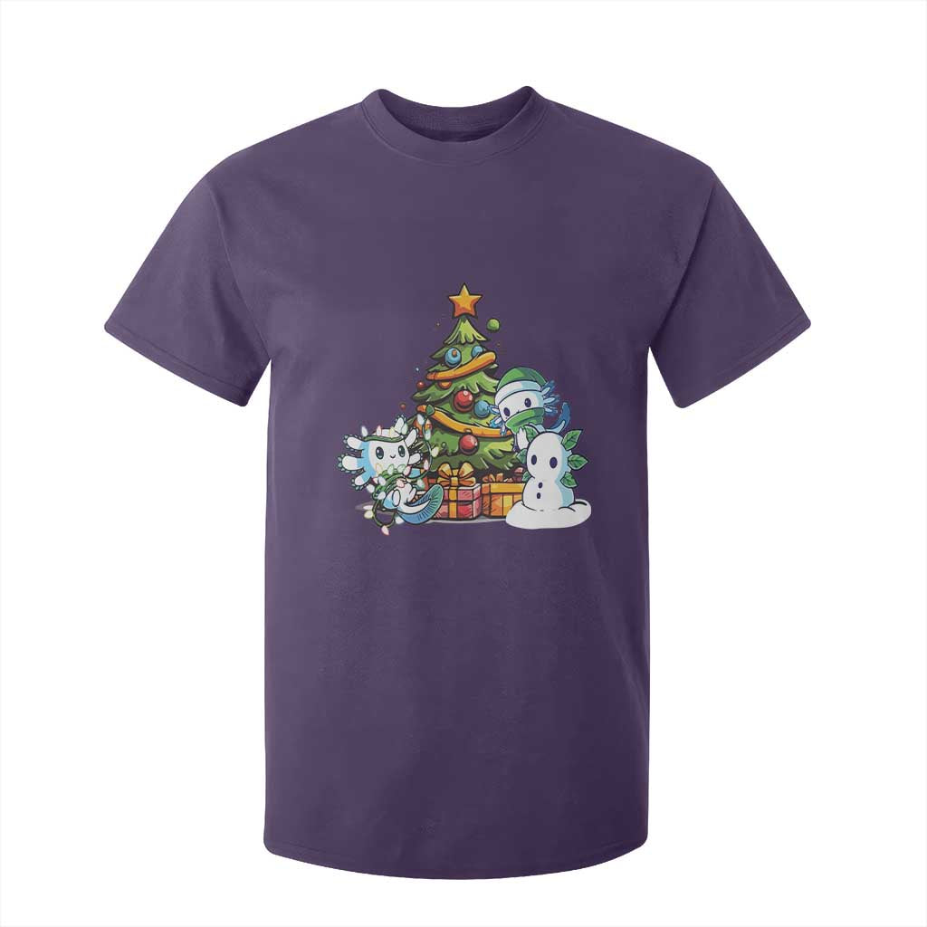 Cute Axolotl Christmas Tree T Shirt For Kid TS09 Purple Print Your Wear
