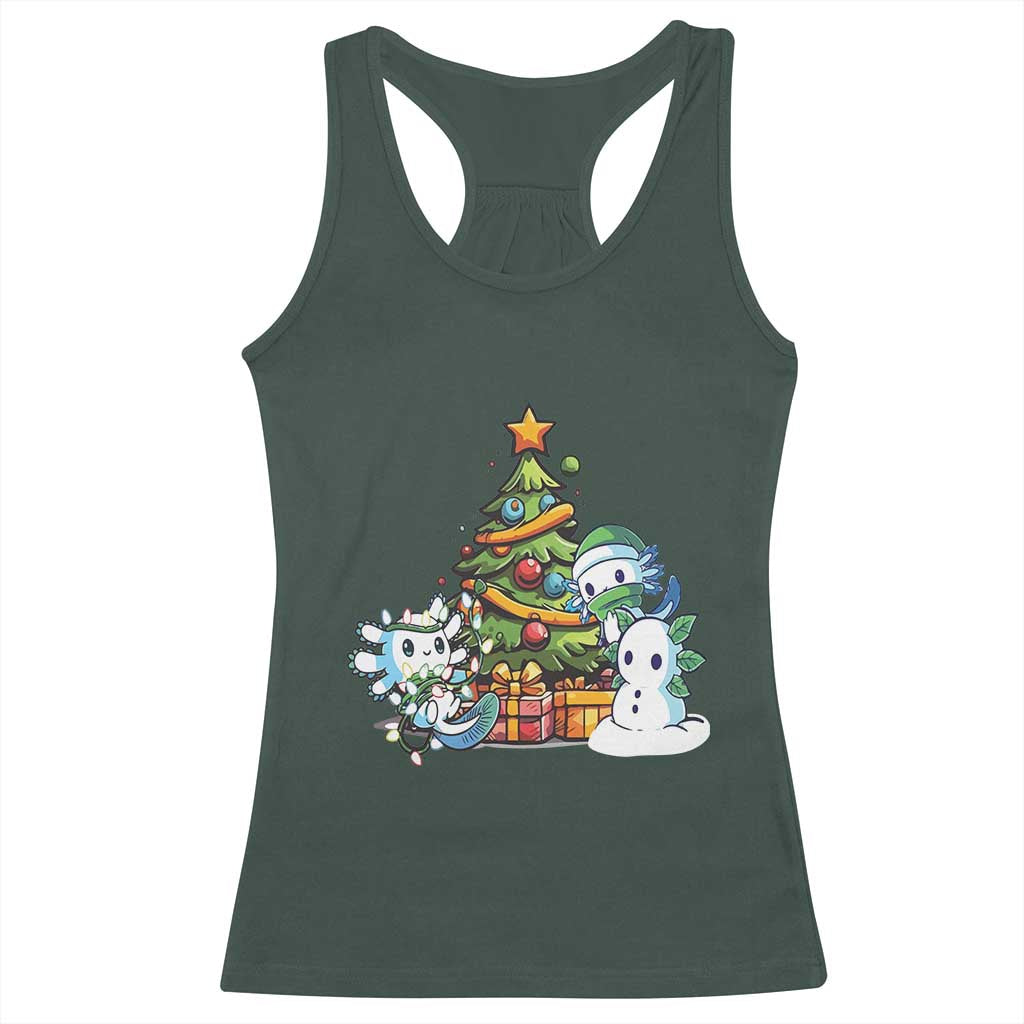 Cute Axolotl Christmas Tree Racerback Tank Top TS09 Dark Forest Green Print Your Wear
