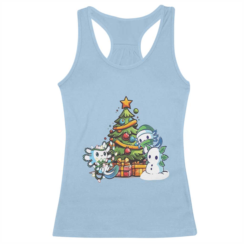 Cute Axolotl Christmas Tree Racerback Tank Top TS09 Light Blue Print Your Wear